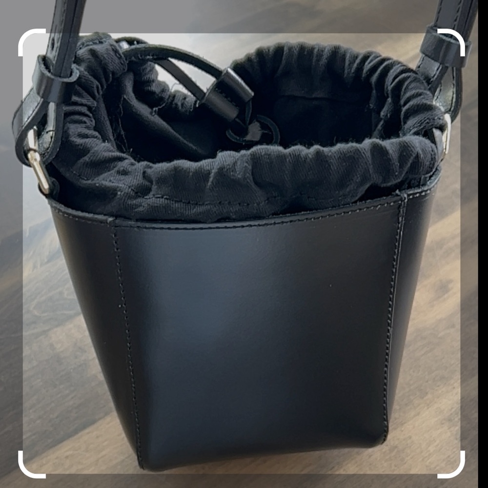 Zara Black Genuine Leather Bucket Bag - Picture 1 of 16